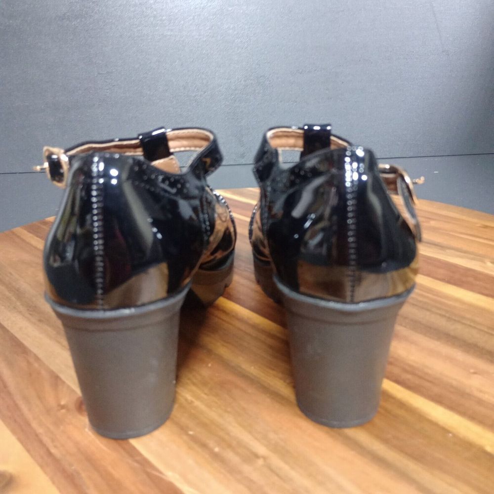 DADAWEN Womens Leather Classic T-Strap Platform Chunky Mary Jane Sz‎ 9.5 Goth - Picture 7 of 16